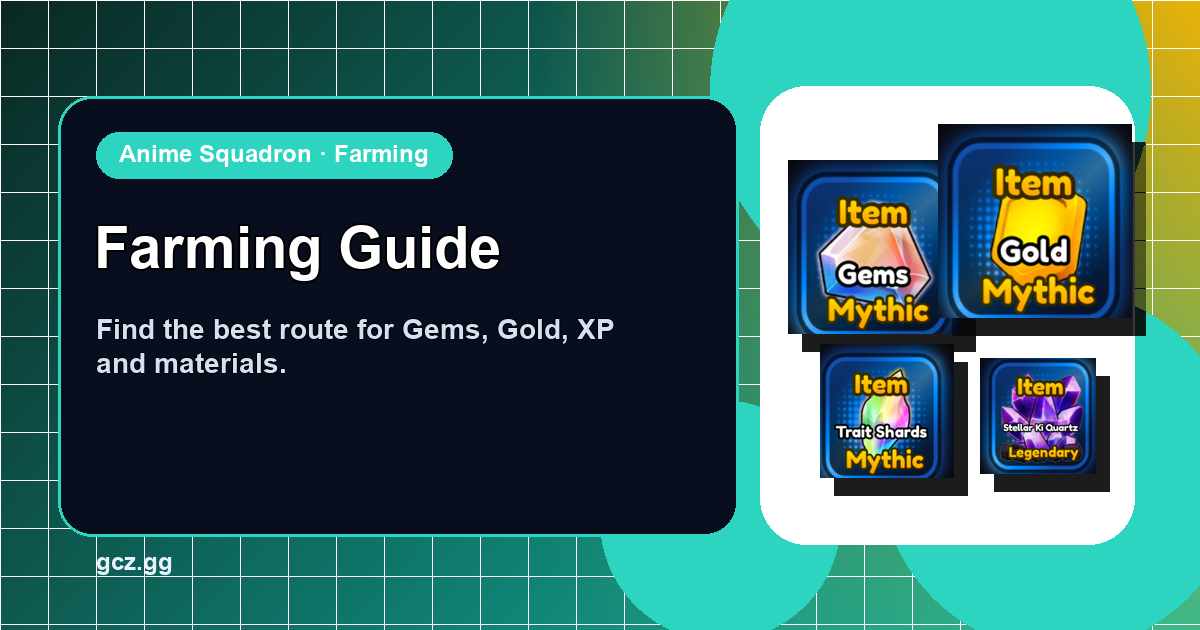 Anime Squadron Farming Guide